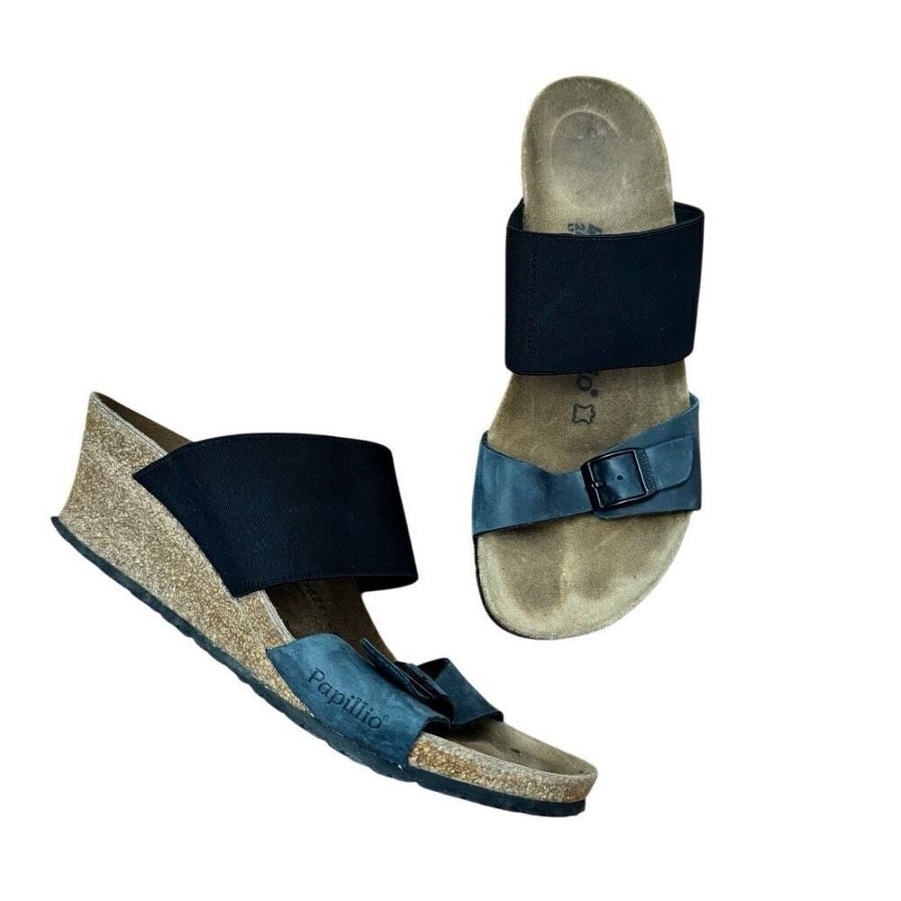 Birkenstock Papillio Della Wedge Black Oiled Nubuck Sandals Size 40 = US 9 - 9.5